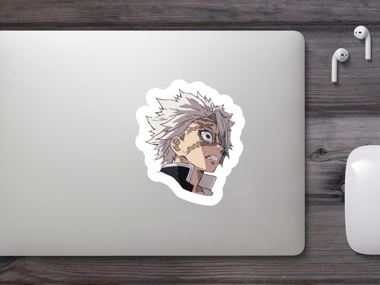 Set 4 bucati, Sticker decorativ, Demon Slayer Sanemi Shinazugawa furios anime, Rezistent la apa, NO8987, 10 cm, Multicolor