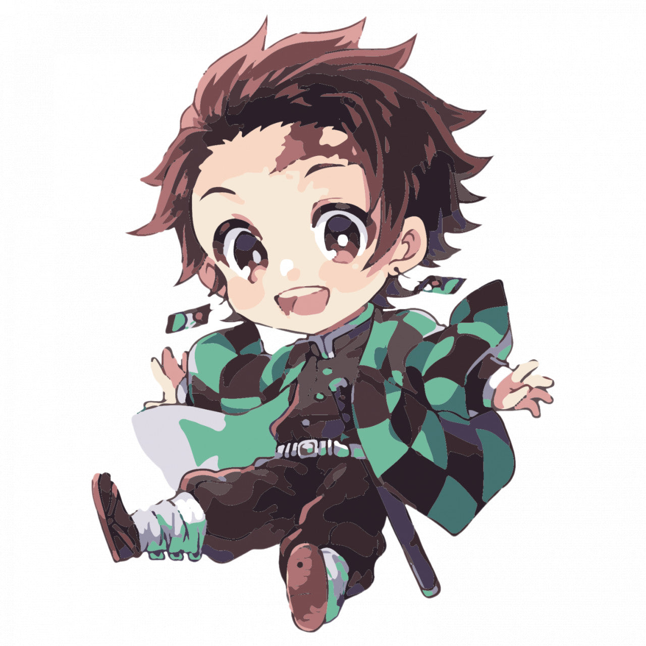 Set 4 bucati, Sticker decorativ, Demon Slayer Tanjiro Kamado anime, Rezistent la apa, NO8988, 10 cm, Multicolor