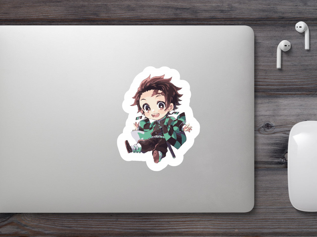 Set 4 bucati, Sticker decorativ, Demon Slayer Tanjiro Kamado anime, Rezistent la apa, NO8988, 10 cm, Multicolor