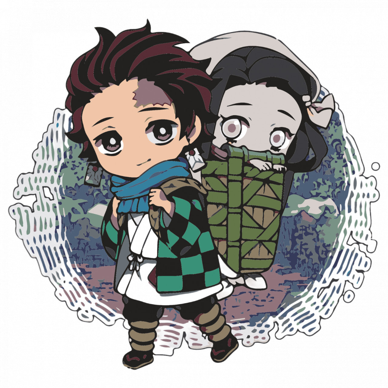 Set 4 bucati, Sticker decorativ, Demon Slayer Tanjiro Kamado si Aoi Kanzaki, Rezistent la apa, NO8994, 10 cm, Multicolor