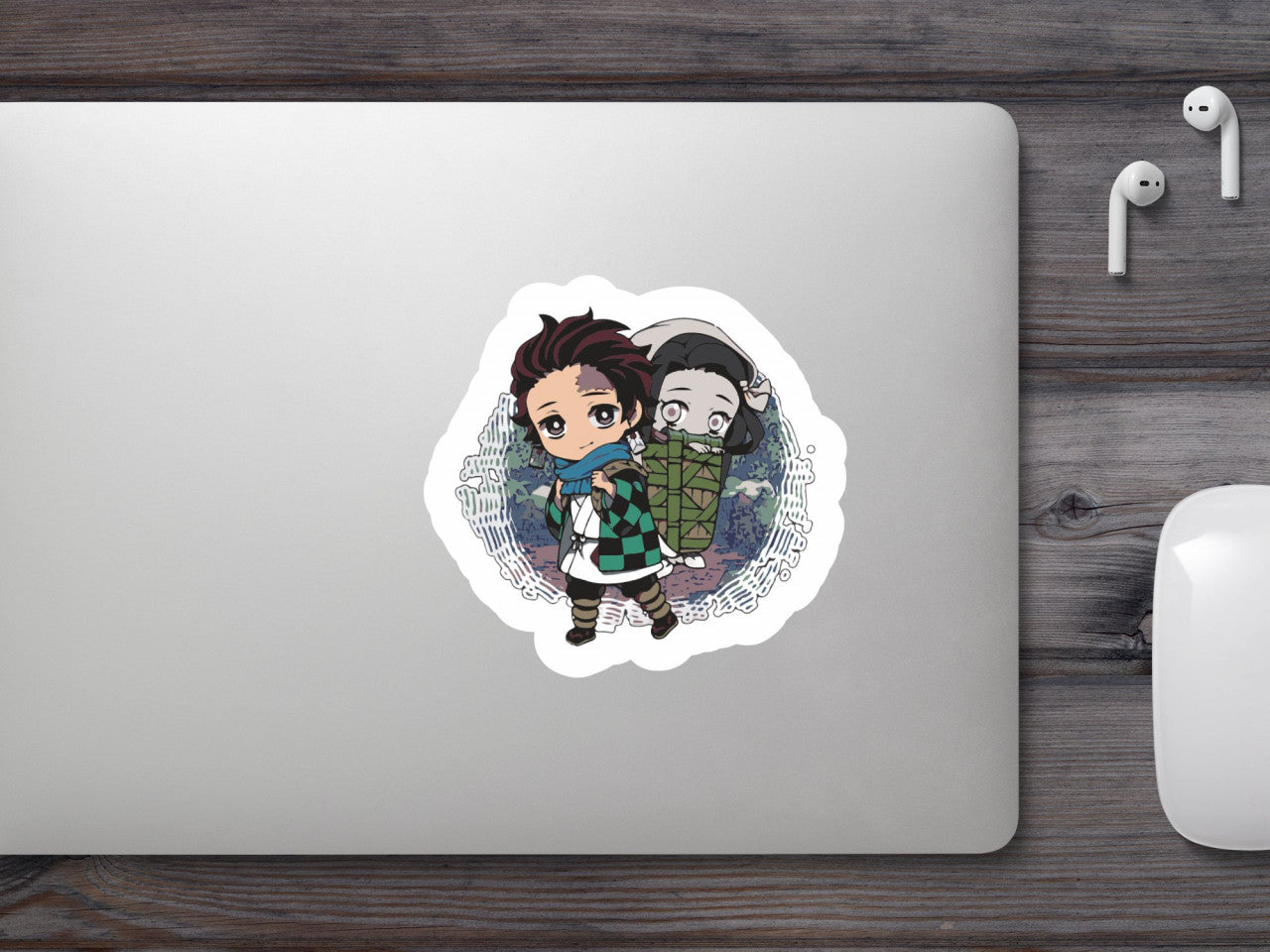 Set 4 bucati, Sticker decorativ, Demon Slayer Tanjiro Kamado si Aoi Kanzaki, Rezistent la apa, NO8994, 10 cm, Multicolor