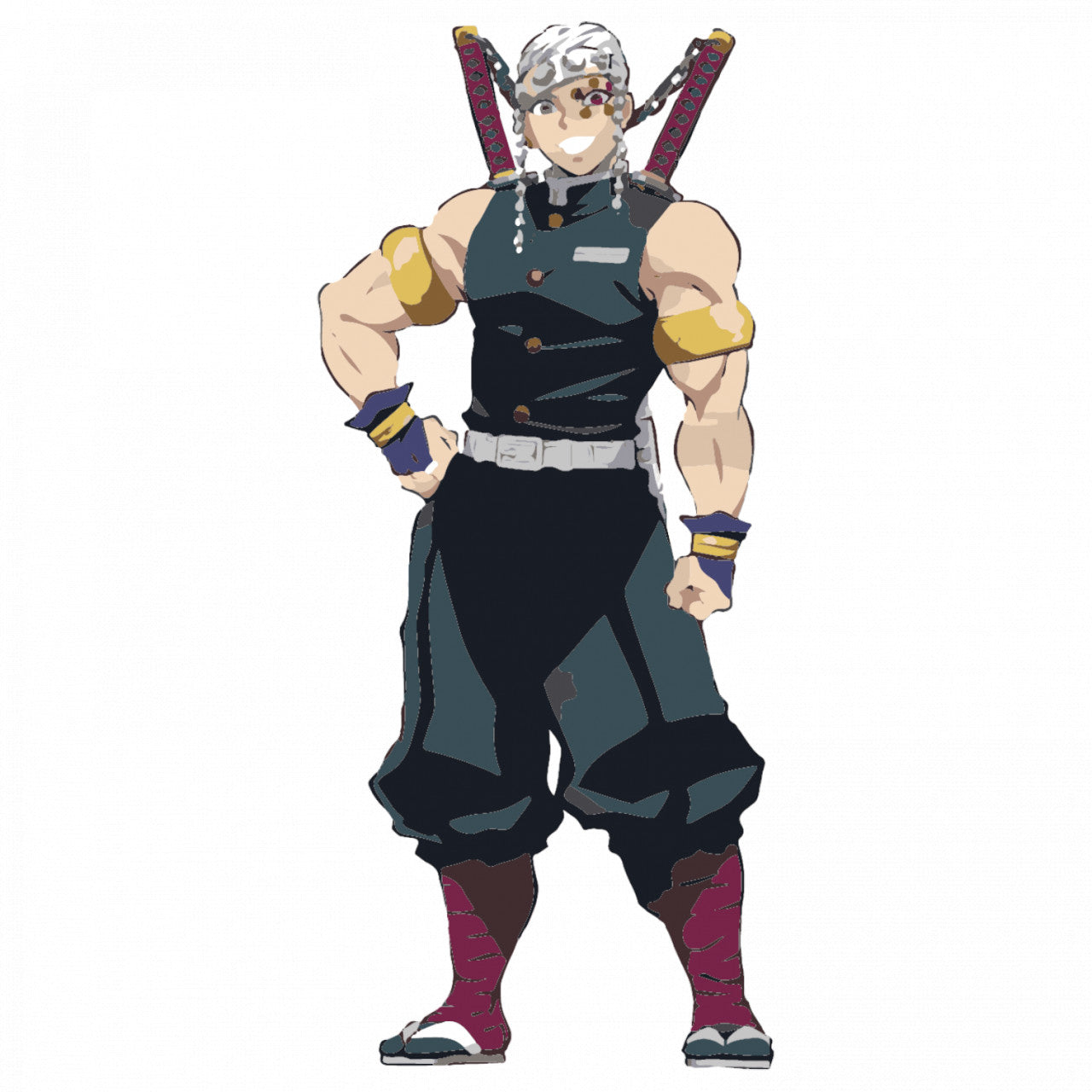 Set 4 bucati, Sticker decorativ, Demon Slayer Tengen Uzui anime, Rezistent la apa, NO8997, 10 cm, Multicolor