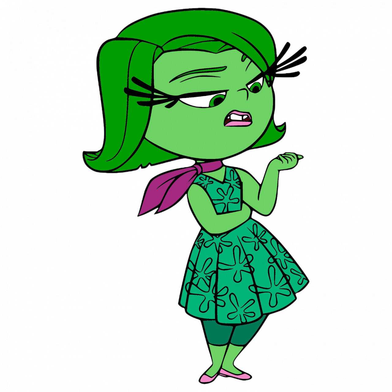 Set 4 bucati, Sticker decorativ, Disney Inside Out Disgust, Rezistent la apa, NO9028, 10 cm, Multicolor