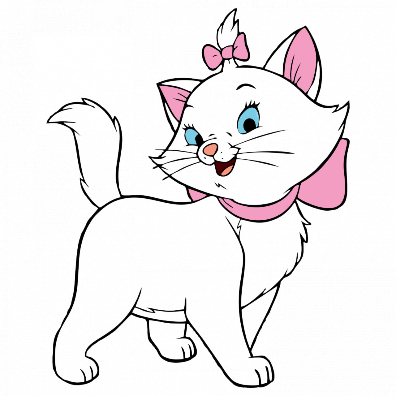 Set 4 bucati, Sticker decorativ, Disney The Aristocats Marie, Rezistent la apa, NO9041, 10 cm, Multicolor