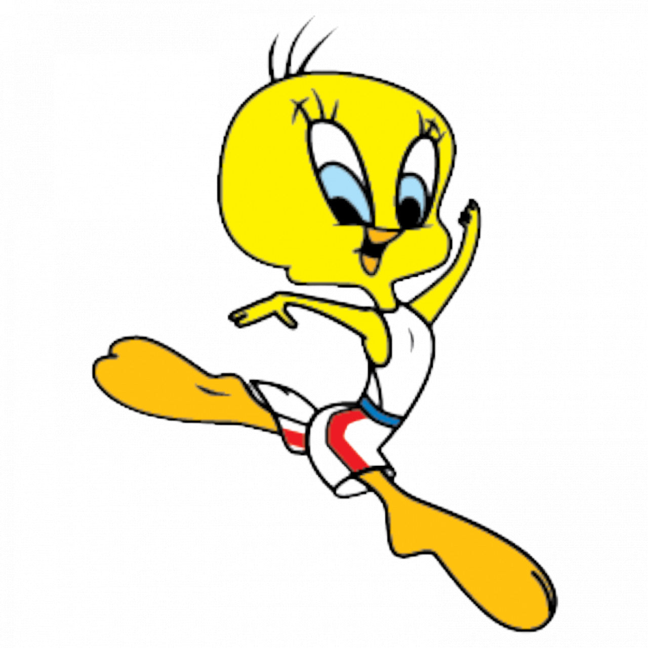 Set 4 bucati, Sticker decorativ, Disney Tweety atlet, Rezistent la apa, NO9042, 10 cm, Multicolor