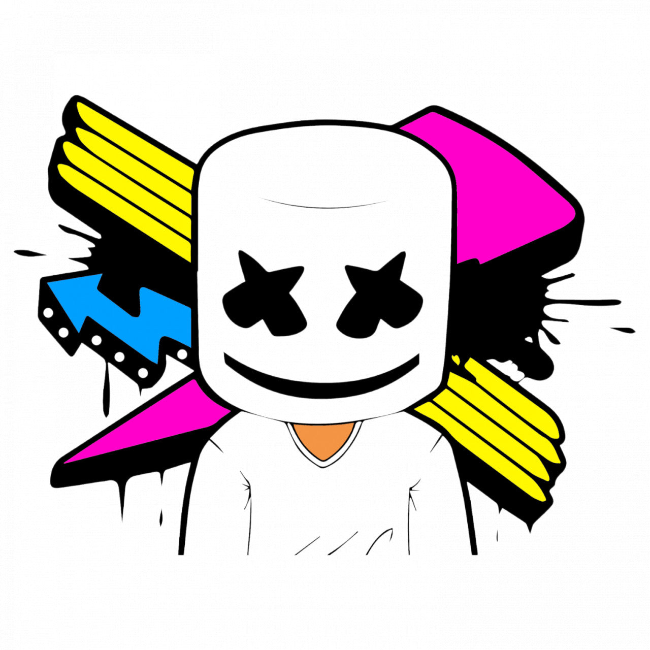 Set 4 bucati, Sticker decorativ, Dj Marshmello Wallpapers, Rezistent la apa, NO9048, 10 cm, Multicolor