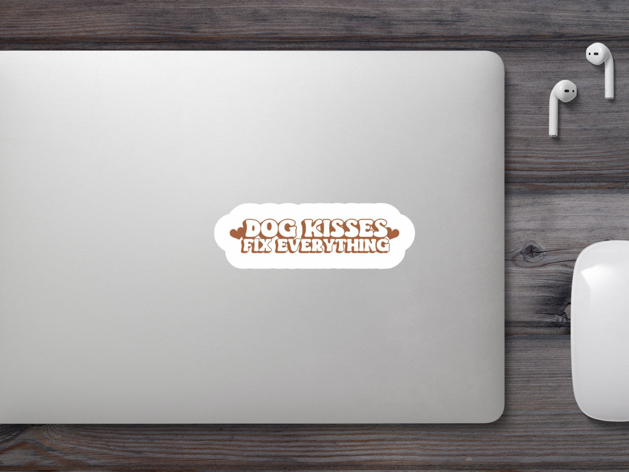 Set 4 bucati, Sticker decorativ, Dog kisses fix everything, Rezistent la apa, NO9054, 10 cm, Multicolor