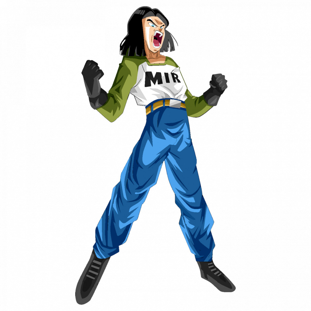 Set 4 bucati, Sticker decorativ, Dragon Ball Anroid 17 MIR, Rezistent la apa, NO9092, 10 cm, Multicolor