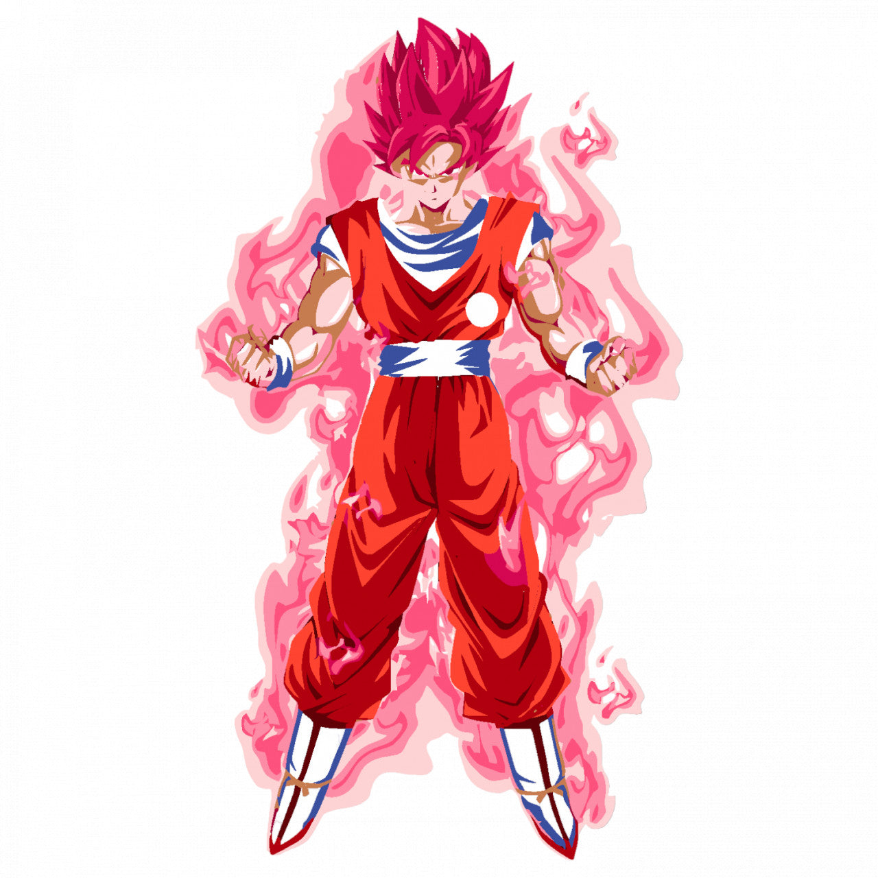 Set 4 bucati, Sticker decorativ, Dragon Ball God Red Goku, Rezistent la apa, NO9115, 10 cm, Multicolor