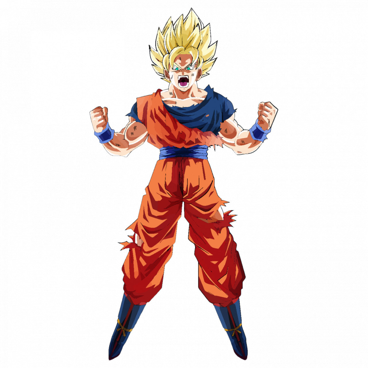 Set 4 bucati, Sticker decorativ, Dragon Ball Goku se dezlantuie, Rezistent la apa, NO9125, 10 cm, Multicolor