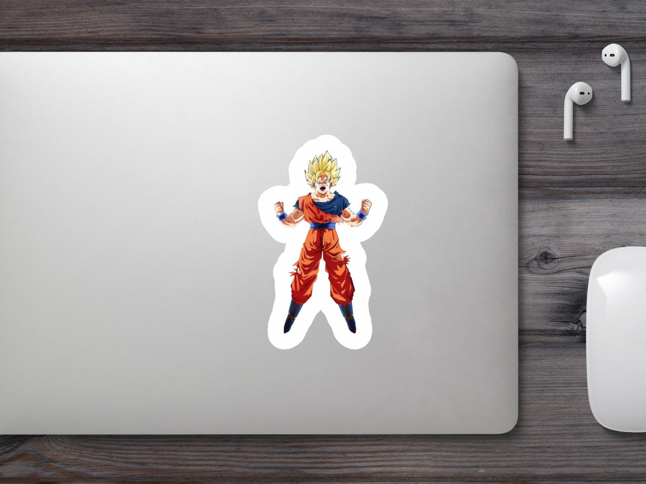 Set 4 bucati, Sticker decorativ, Dragon Ball Goku se dezlantuie, Rezistent la apa, NO9125, 10 cm, Multicolor