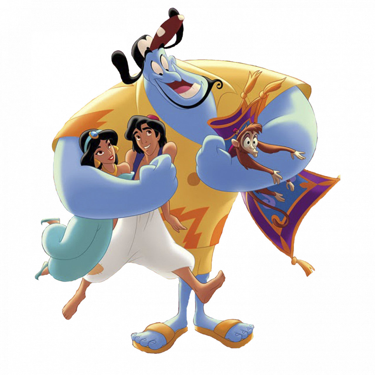 Set 4 bucati, Sticker decorativ, Duhul din lampa Aladdin, Rezistent la apa, NO9172, 10 cm, Multicolor