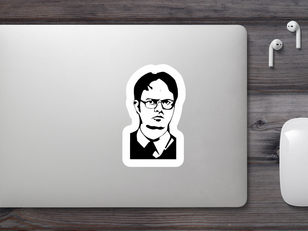 Set 4 bucati, Sticker decorativ, Dwight Schrute The Office, Rezistent la apa, NO9177, 10 cm, Multicolor