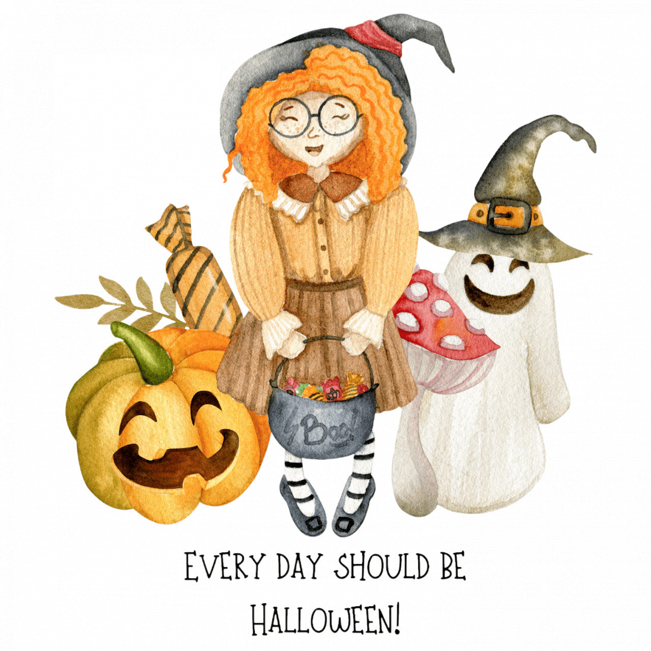 Set 4 bucati, Sticker decorativ, Every day should be Halloween, Rezistent la apa, NO9211, 10 cm, Multicolor