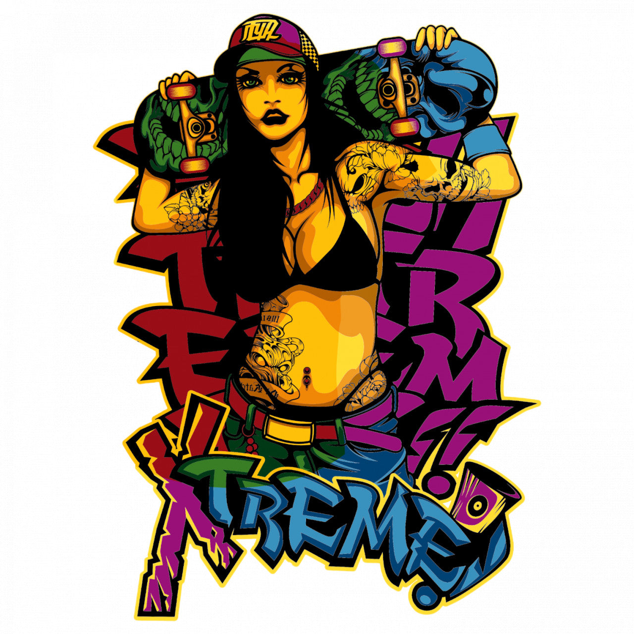 Set 4 bucati, Sticker decorativ, Extreme, Rezistent la apa, NO9219, 10 cm, Multicolor