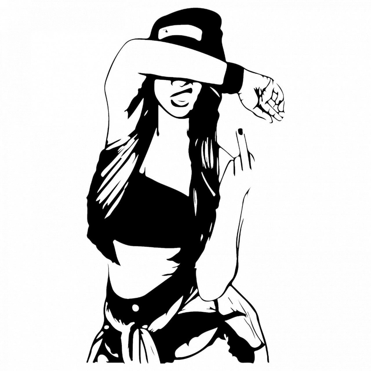 Set 4 bucati, Sticker decorativ, Fata arata degetul mijlociu, Rezistent la apa, NO9234, 10 cm, Multicolor