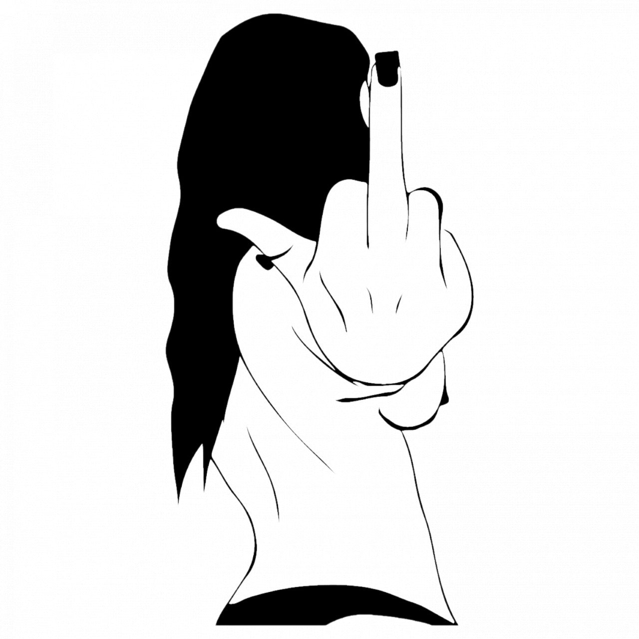 Set 4 bucati, Sticker decorativ, Fata arata din spate un semn obscen, Rezistent la apa, NO9235, 10 cm, Multicolor