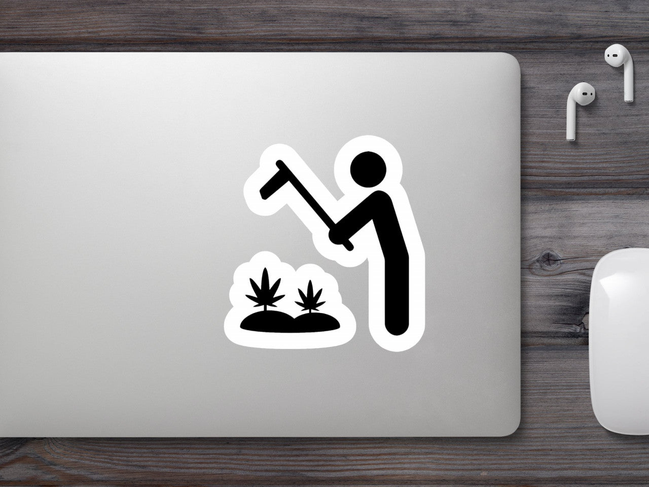 Set 4 bucati, Sticker decorativ, Fermier planta de canabis, Rezistent la apa, NO9266, 10 cm, Multicolor