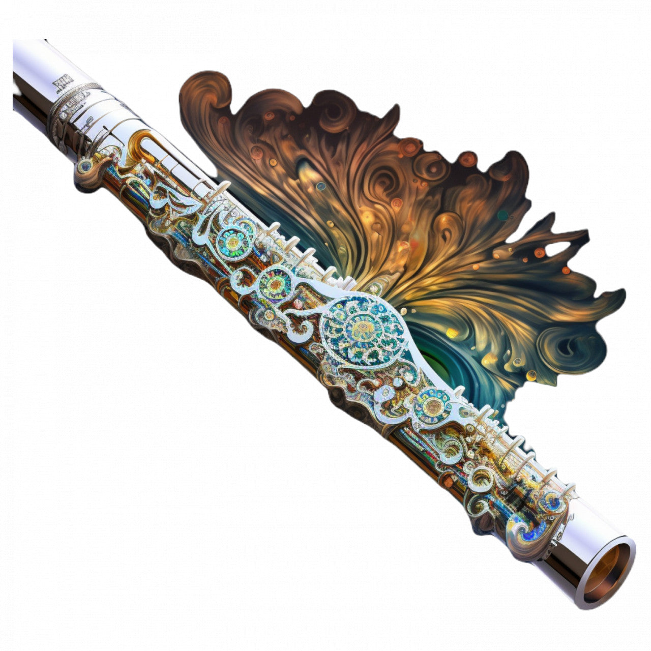 Set 4 bucati, Sticker decorativ, Flaut, Rezistent la apa, NO9275, 10 cm, Multicolor