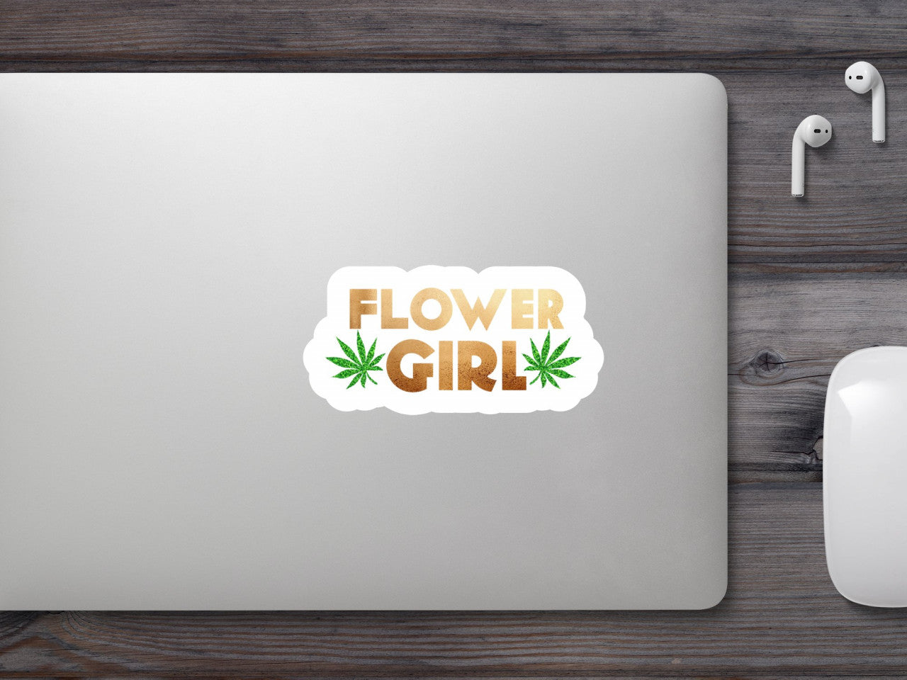 Set 4 bucati, Sticker decorativ, Flower Girl Floare de canabis, Rezistent la apa, NO9281, 10 cm, Multicolor