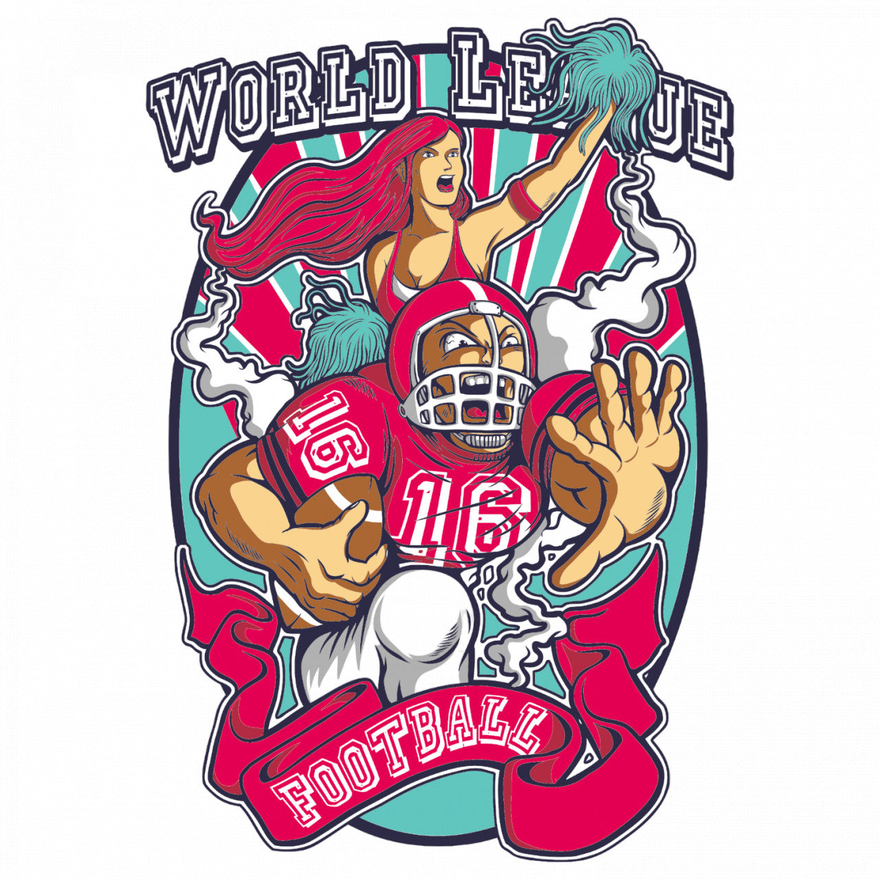 Set 4 bucati, Sticker decorativ, Fotbal American, Rezistent la apa, NO9337, 10 cm, Multicolor