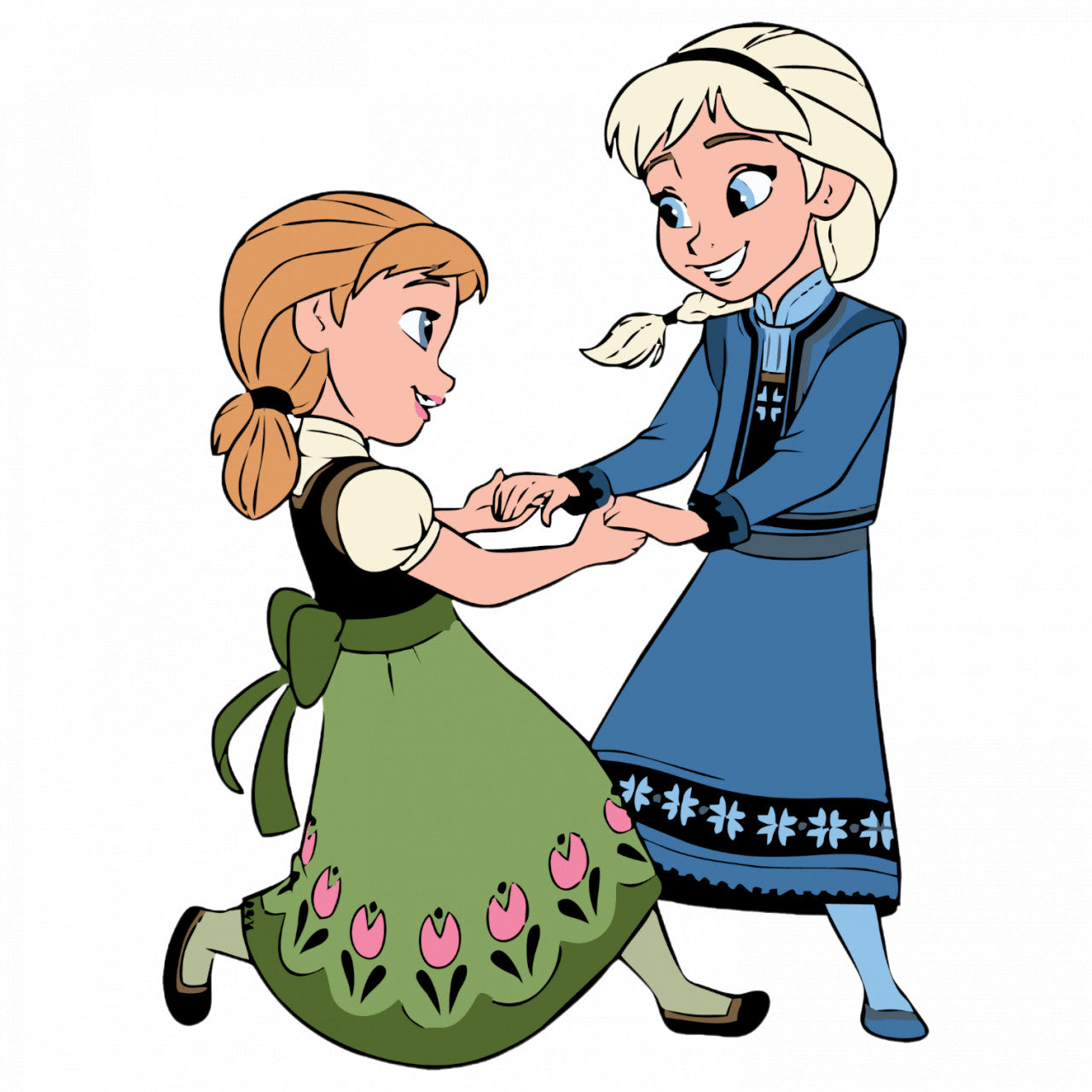 Set 4 bucati, Sticker decorativ, Frozen Anna si Elsa danseaza, Rezistent la apa, NO9356, 10 cm, Multicolor