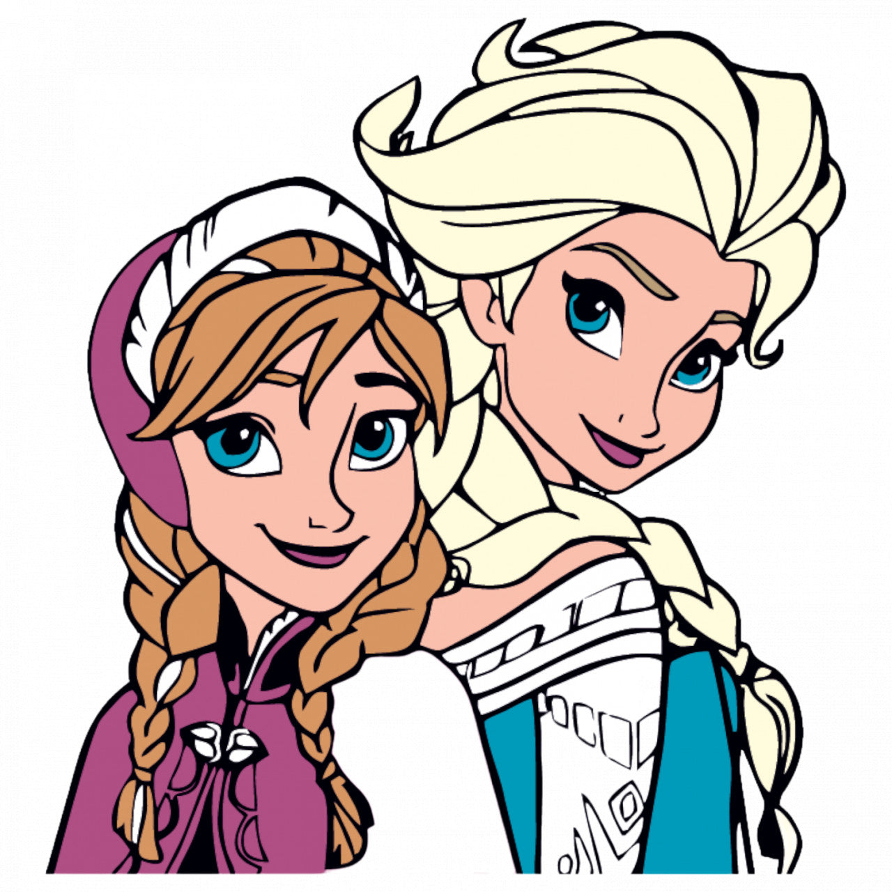 Set 4 bucati, Sticker decorativ, Frozen Elsa si Anna, Rezistent la apa, NO9360, 10 cm, Multicolor