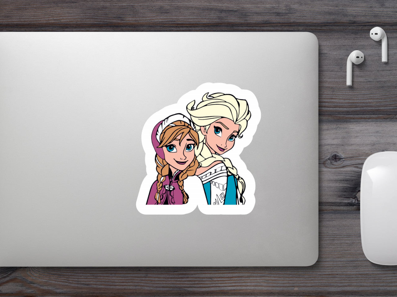 Set 4 bucati, Sticker decorativ, Frozen Elsa si Anna, Rezistent la apa, NO9360, 10 cm, Multicolor