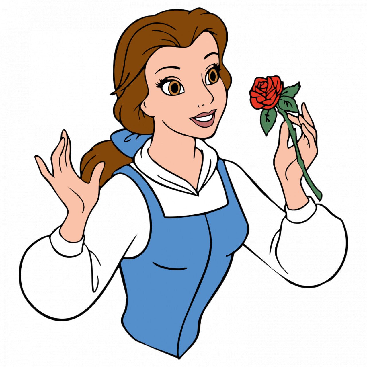 Set 4 bucati, Sticker decorativ, Frumoasa si bestia Belle si trandafirul rosu, Rezistent la apa, NO9366, 10 cm, Multicolor