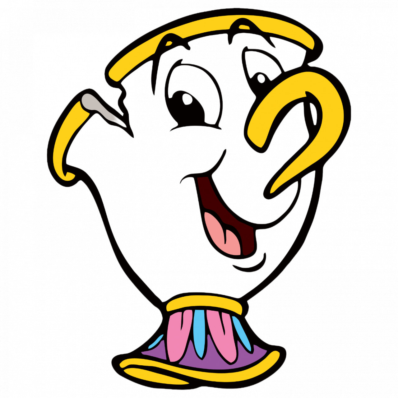 Set 4 bucati, Sticker decorativ, Frumoasa si bestia Ceasca de ceai, Rezistent la apa, NO9367, 10 cm, Multicolor