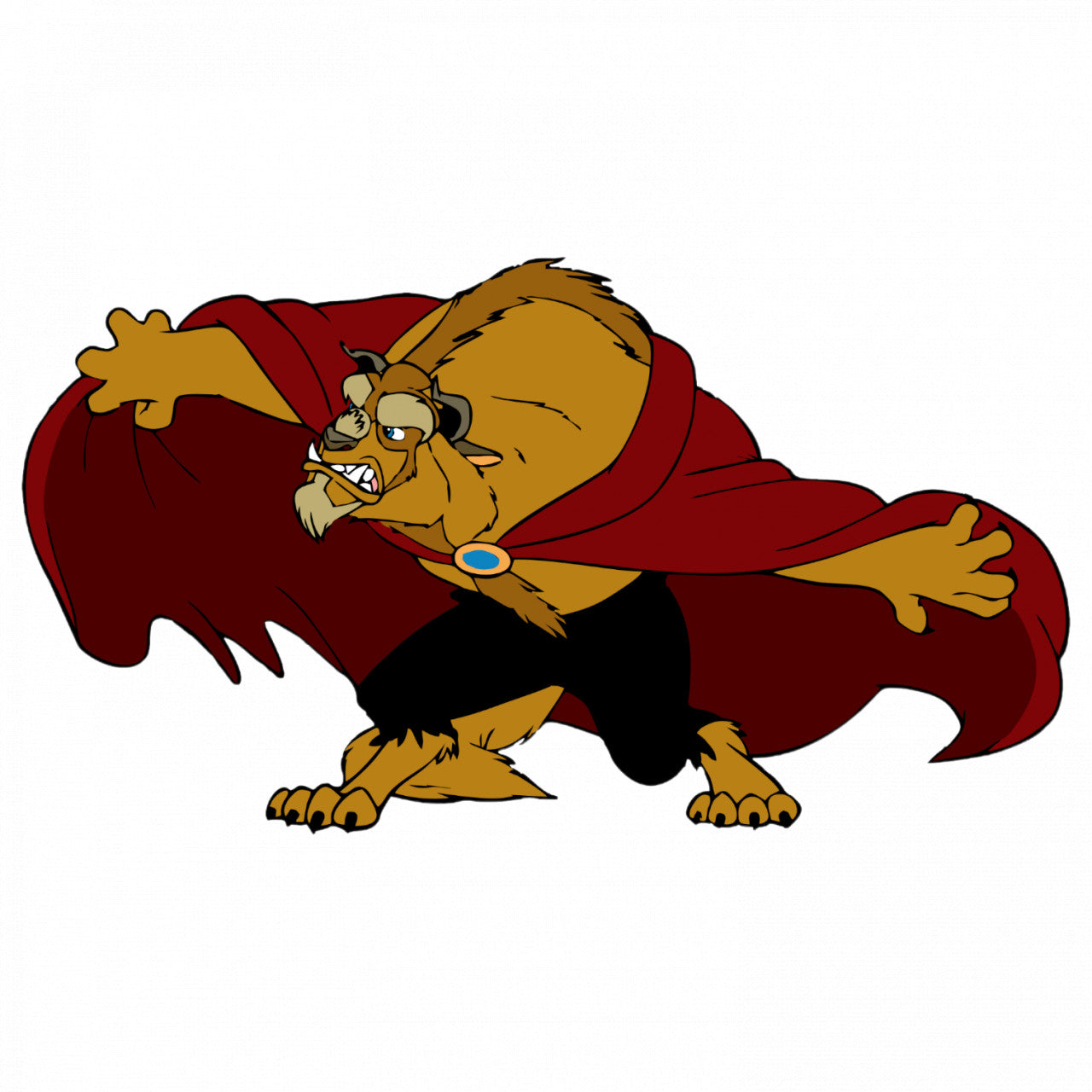 Set 4 bucati, Sticker decorativ, Frumoasa si bestia The Beast, Rezistent la apa, NO9377, 10 cm, Multicolor