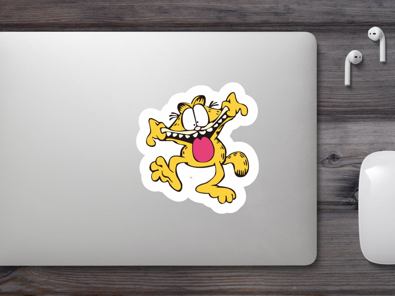 Set 4 bucati, Sticker decorativ, Garfield caraghios, Rezistent la apa, NO9397, 10 cm, Multicolor