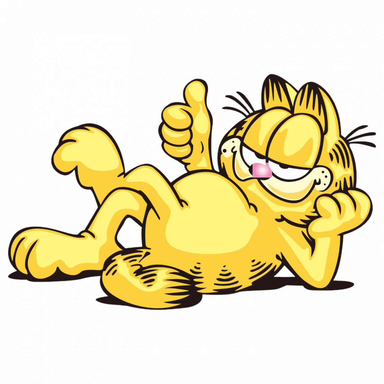 Set 4 bucati, Sticker decorativ, Garfield relaxat, Rezistent la apa, NO9404, 10 cm, Multicolor