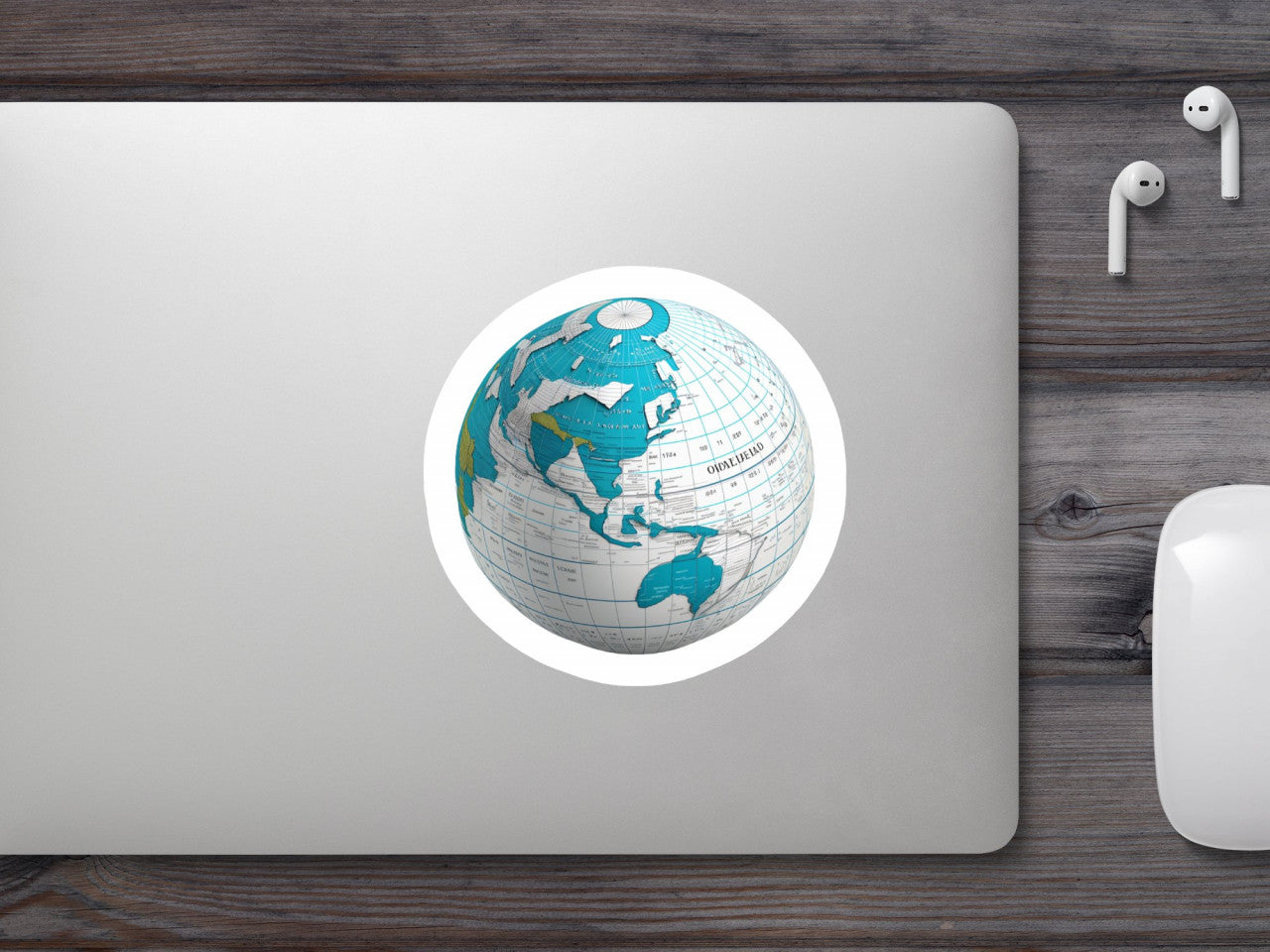 Set 4 bucati, Sticker decorativ, Glob pamantesc, Rezistent la apa, NO9434, 10 cm, Multicolor