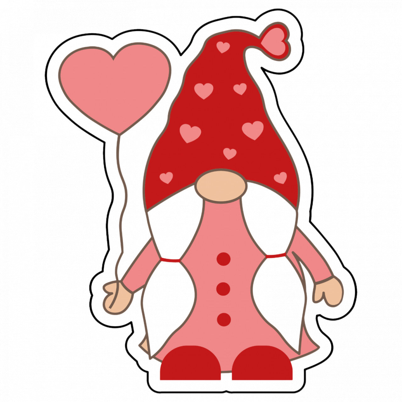 Set 4 bucati, Sticker decorativ, Gnom de Craciun cu balon inima, Rezistent la apa, NO9436, 10 cm, Multicolor