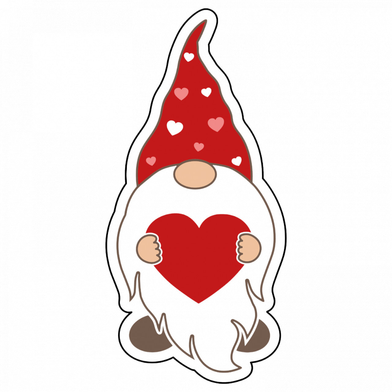 Set 4 bucati, Sticker decorativ, Gnom de Craciun cu inima, Rezistent la apa, NO9437, 10 cm, Multicolor