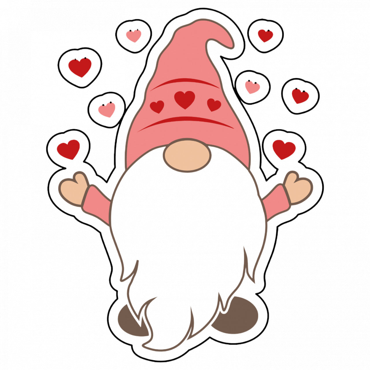 Set 4 bucati, Sticker decorativ, Gnom de Craciun cu inimioare, Rezistent la apa, NO9439, 10 cm, Multicolor