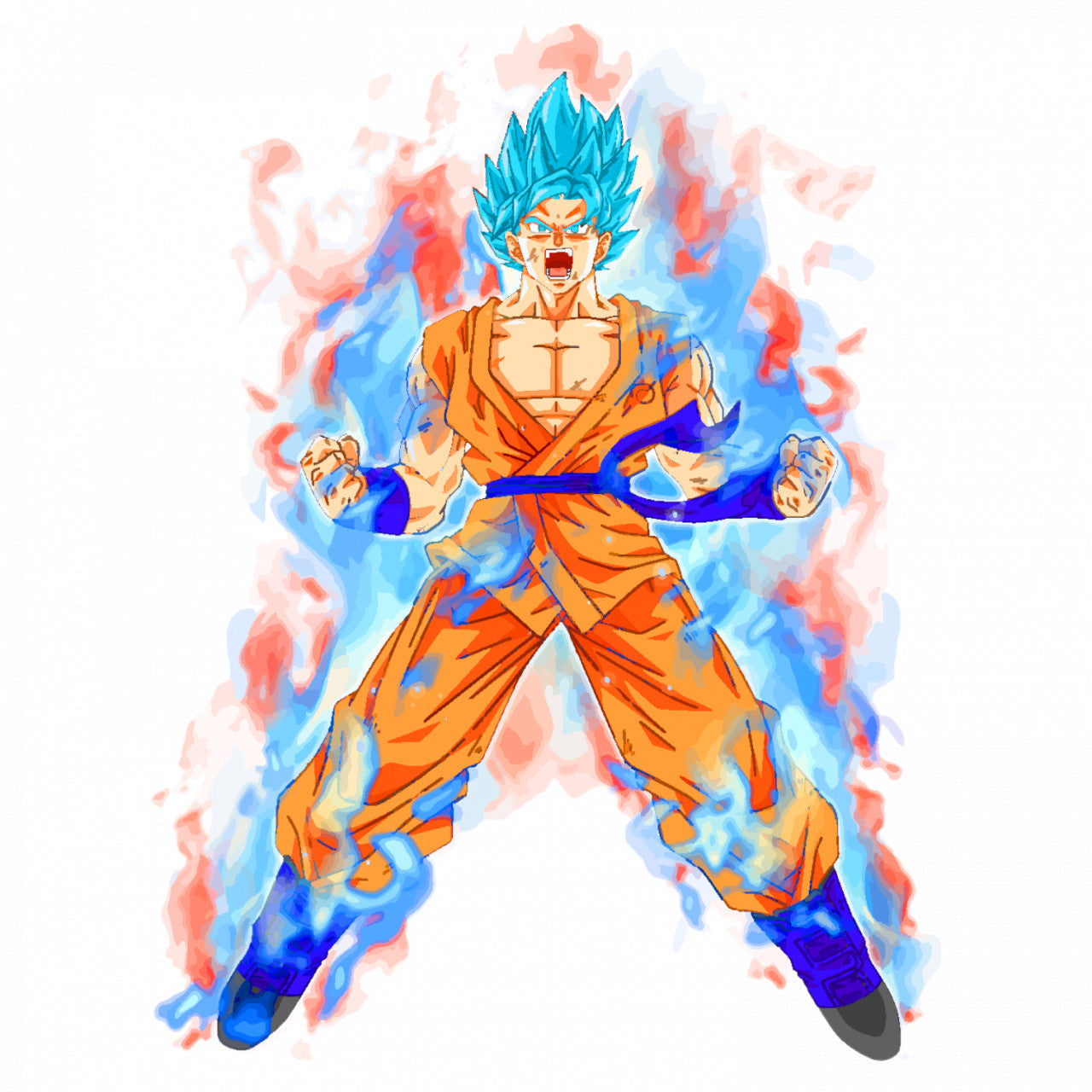 Set 4 bucati, Sticker decorativ, Goku Super Saiyan Kaioken Dragon ball, Rezistent la apa, NO9483, 10 cm, Multicolor