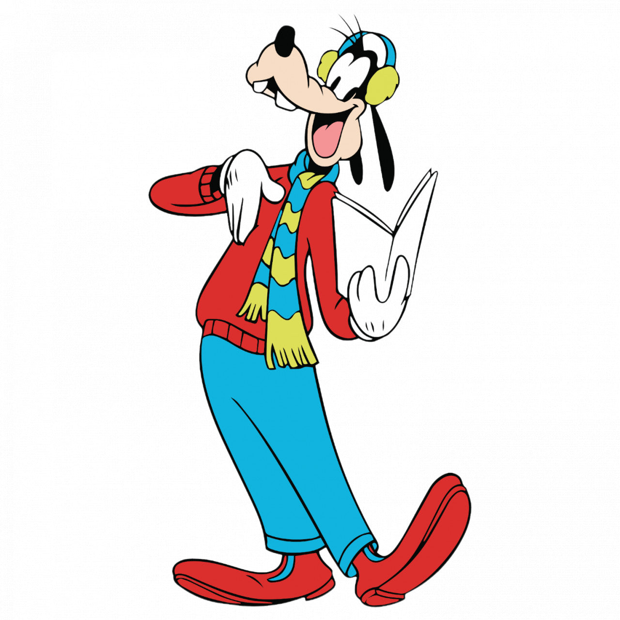 Set 4 bucati, Sticker decorativ, Goofy citeste, Rezistent la apa, NO9489, 10 cm, Multicolor