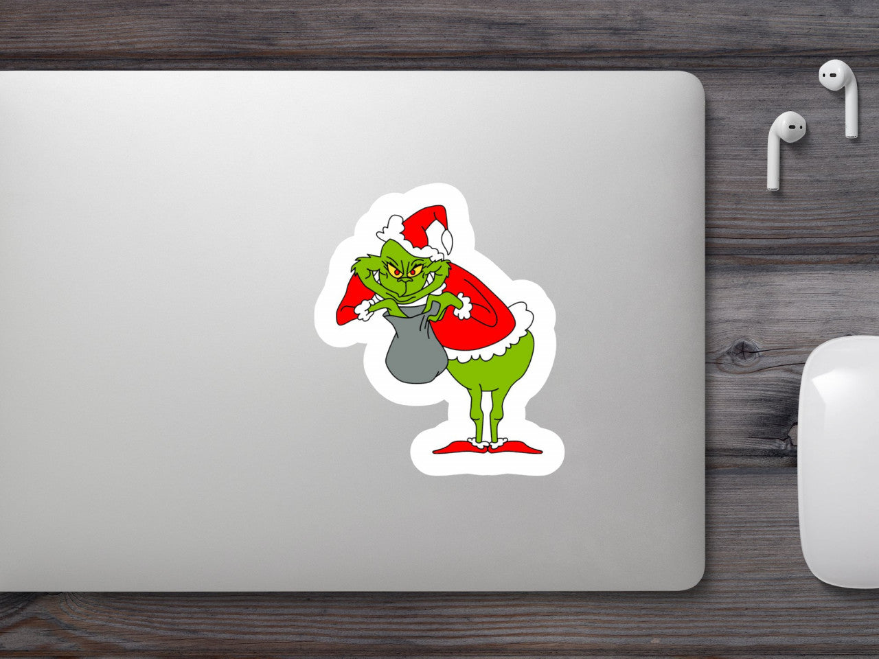 Set 4 bucati, Sticker decorativ, Grinch 01, Rezistent la apa, NO9502, 10 cm, Multicolor