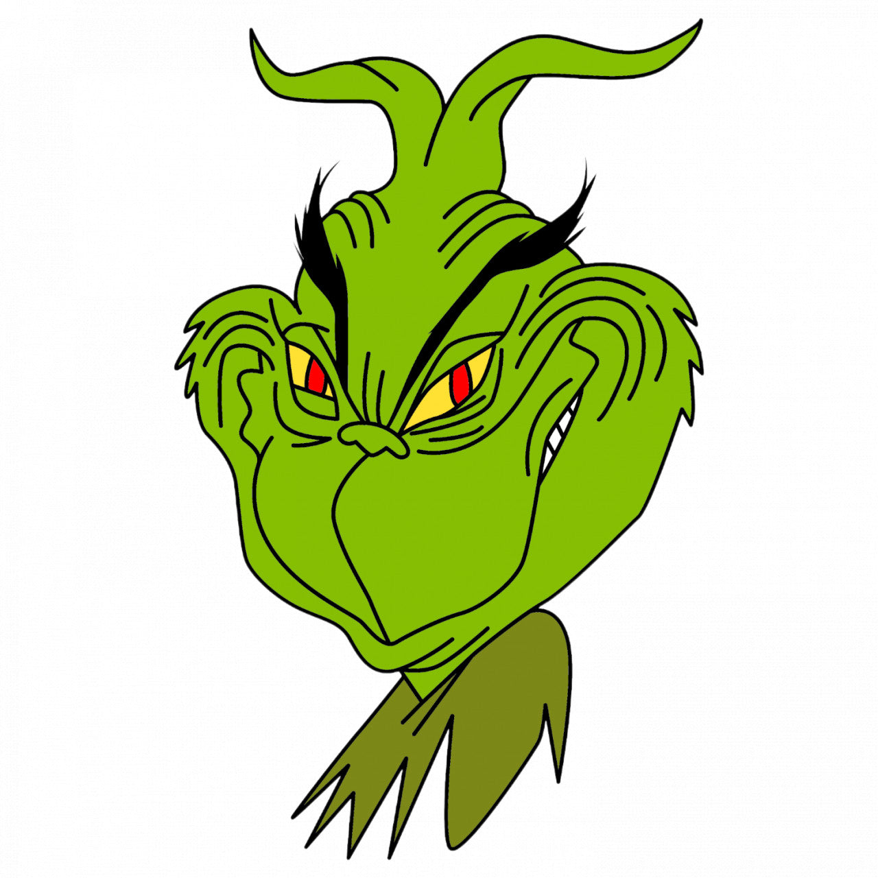 Set 4 bucati, Sticker decorativ, Grinch Evil , Rezistent la apa, NO9512, 10 cm, Multicolor