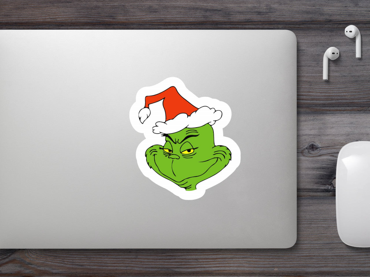 Set 4 bucati, Sticker decorativ, Grinch se uita la tine cu dezinteres, Rezistent la apa, NO9516, 10 cm, Multicolor