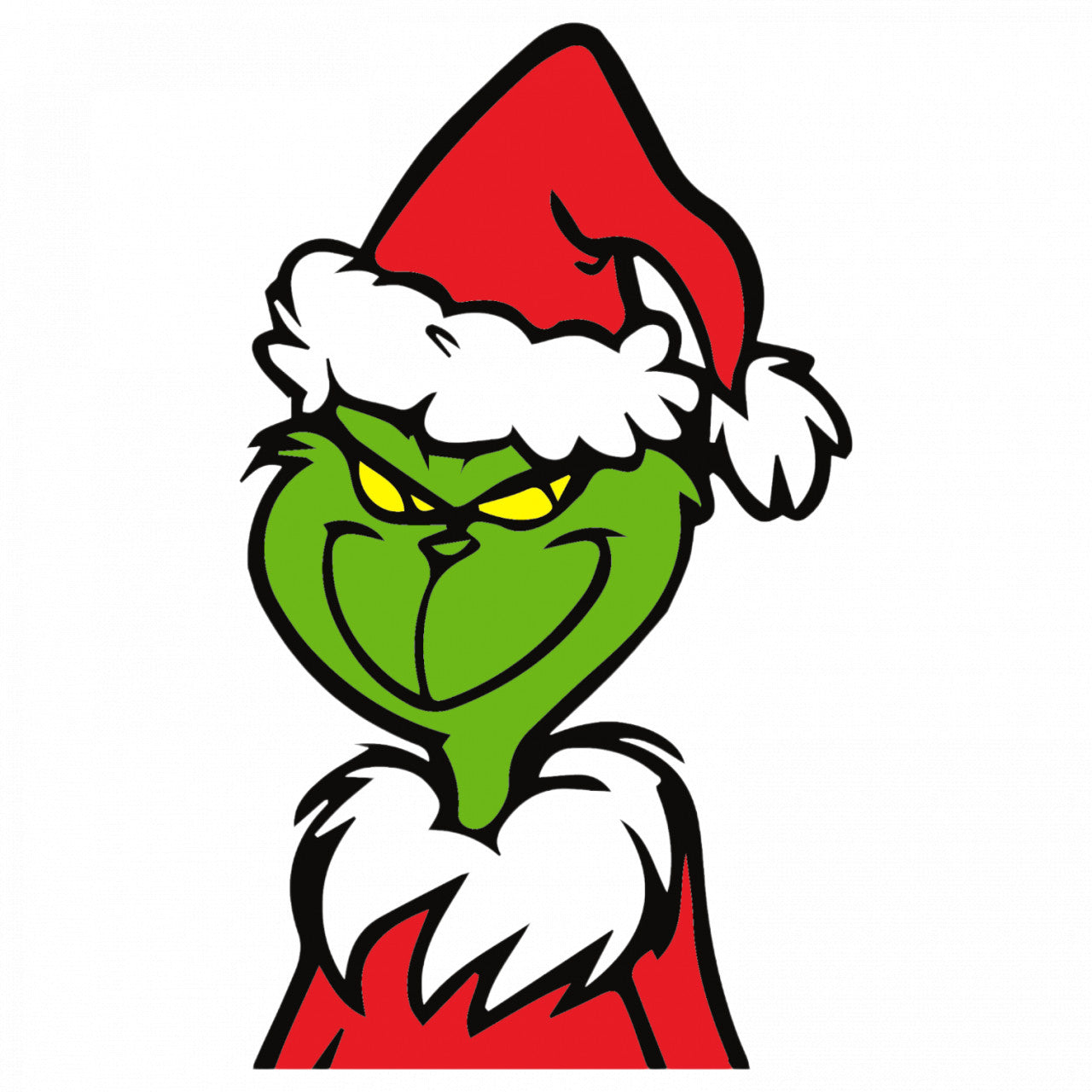 Set 4 bucati, Sticker decorativ, Grinch se uita la tine cu interes, Rezistent la apa, NO9518, 10 cm, Multicolor
