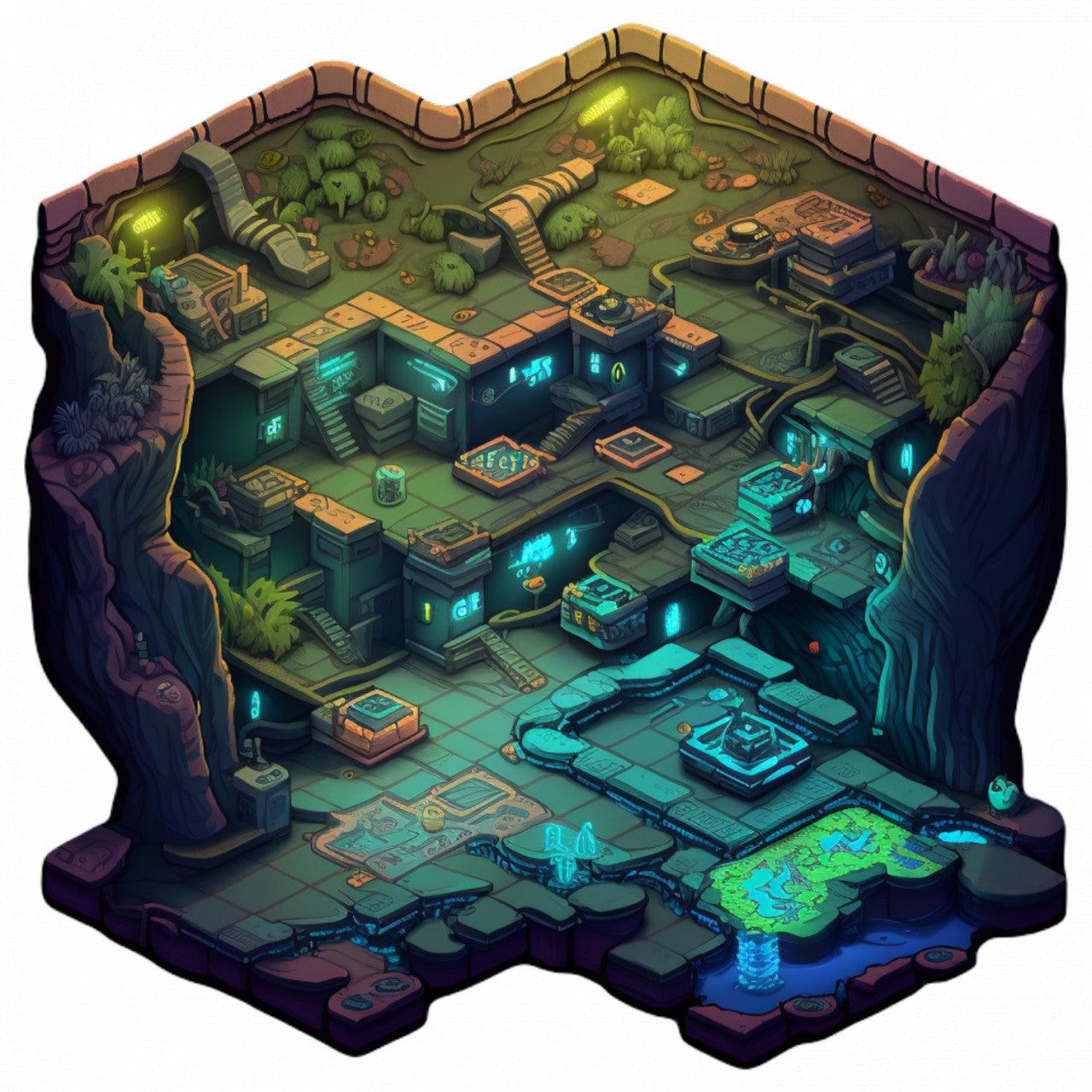 Set 4 bucati, Sticker decorativ, Harta joc pe nivele subterane, Rezistent la apa, NO9593, 10 cm, Multicolor