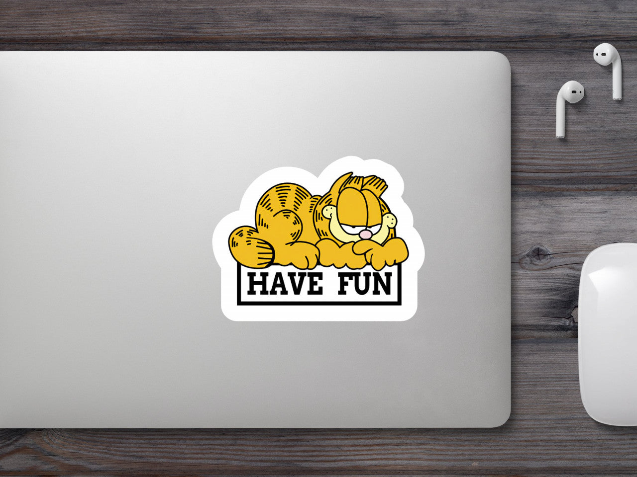 Set 4 bucati, Sticker decorativ, Have fun Garfield, Rezistent la apa, NO9598, 10 cm, Multicolor