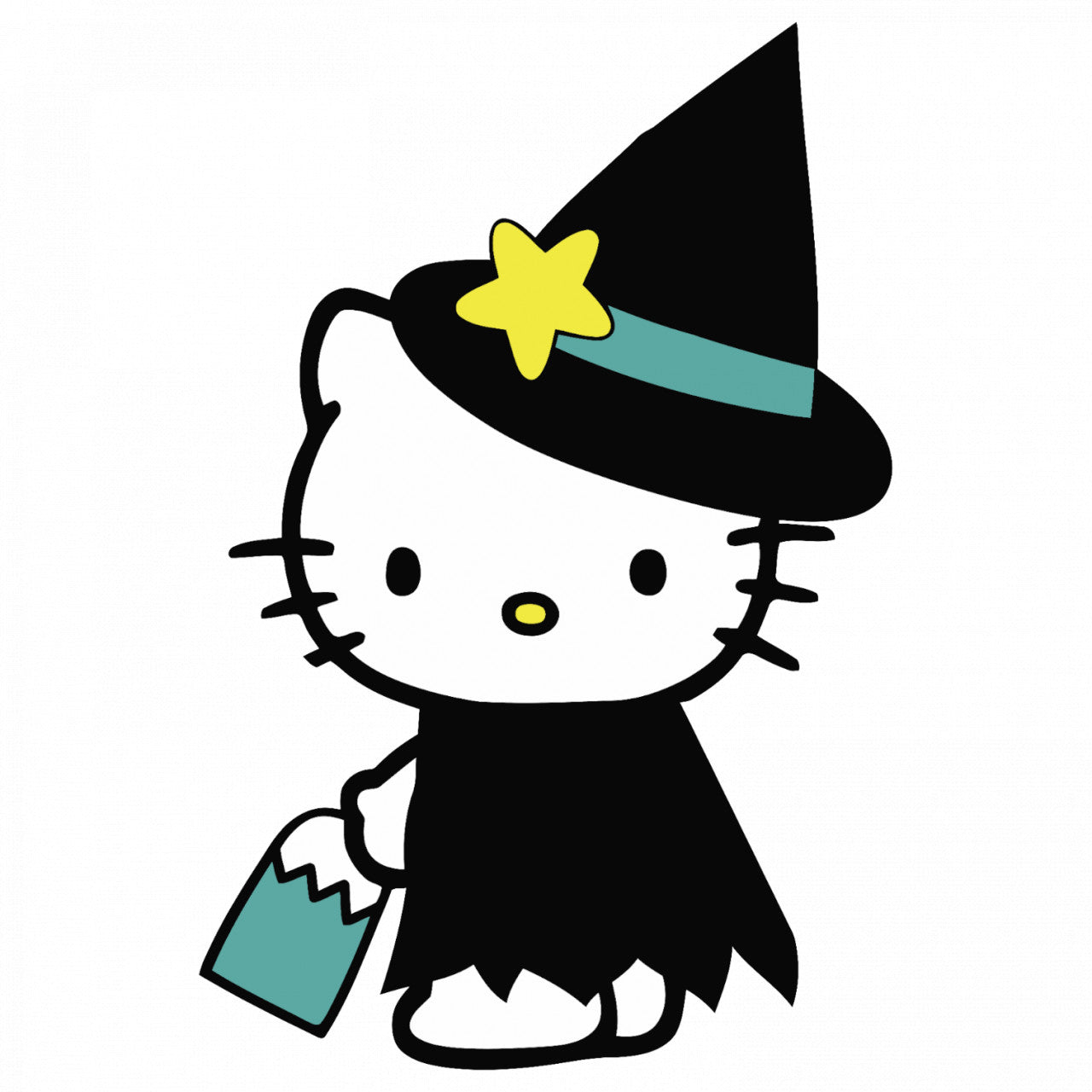 Set 4 bucati, Sticker decorativ, Hello Kitty Halloween, Rezistent la apa, NO9631, 10 cm, Multicolor