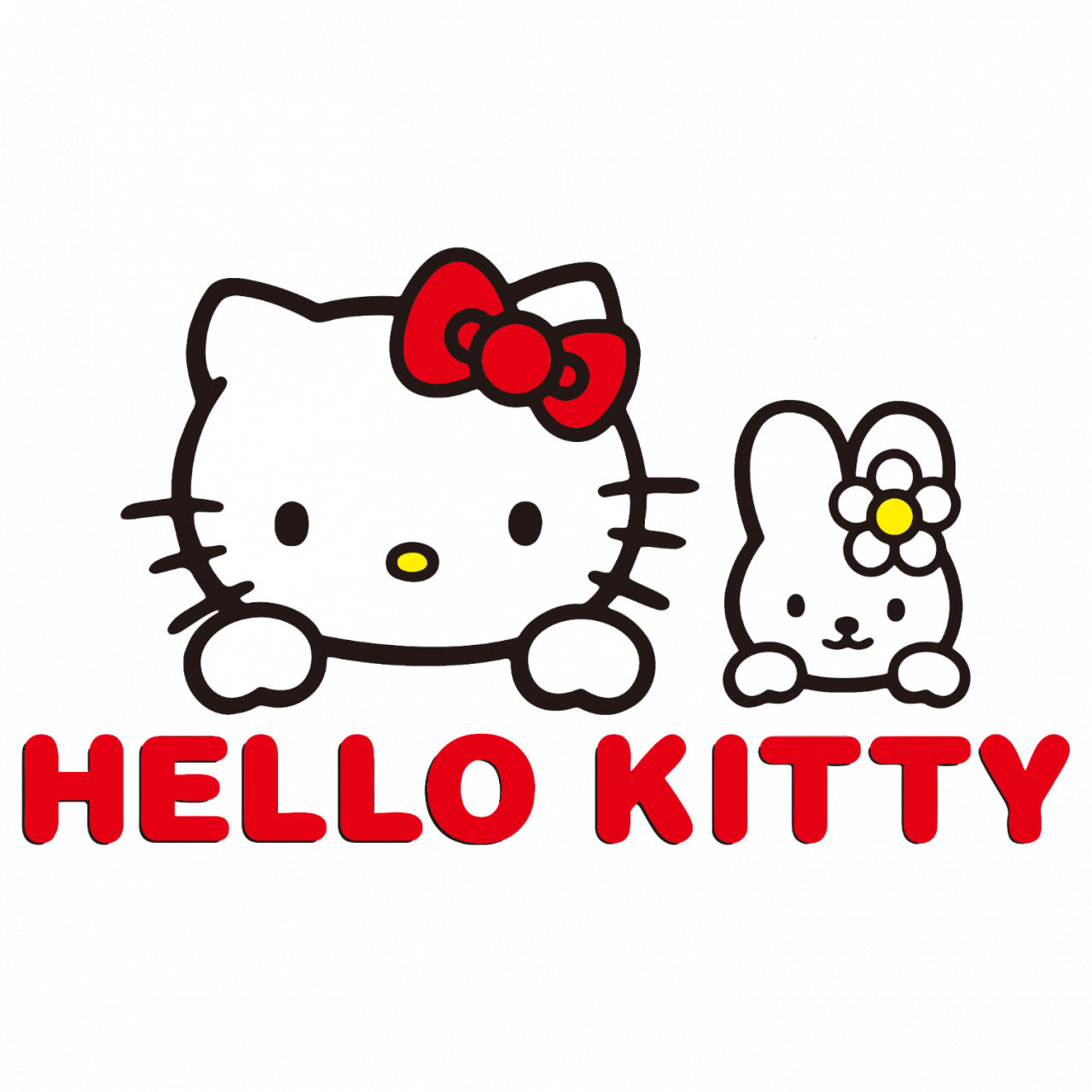 Set 4 bucati, Sticker decorativ, Hello Kitty logo, Rezistent la apa, NO9639, 10 cm, Multicolor