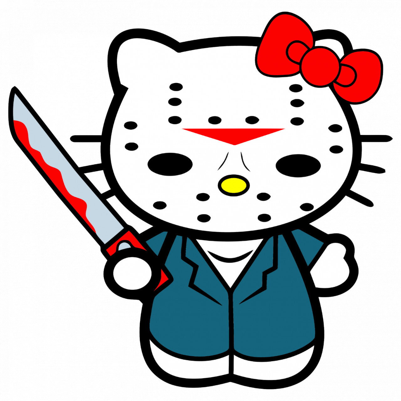 Set 4 bucati, Sticker decorativ, Hello Kitty macelar, Rezistent la apa, NO9640, 10 cm, Multicolor