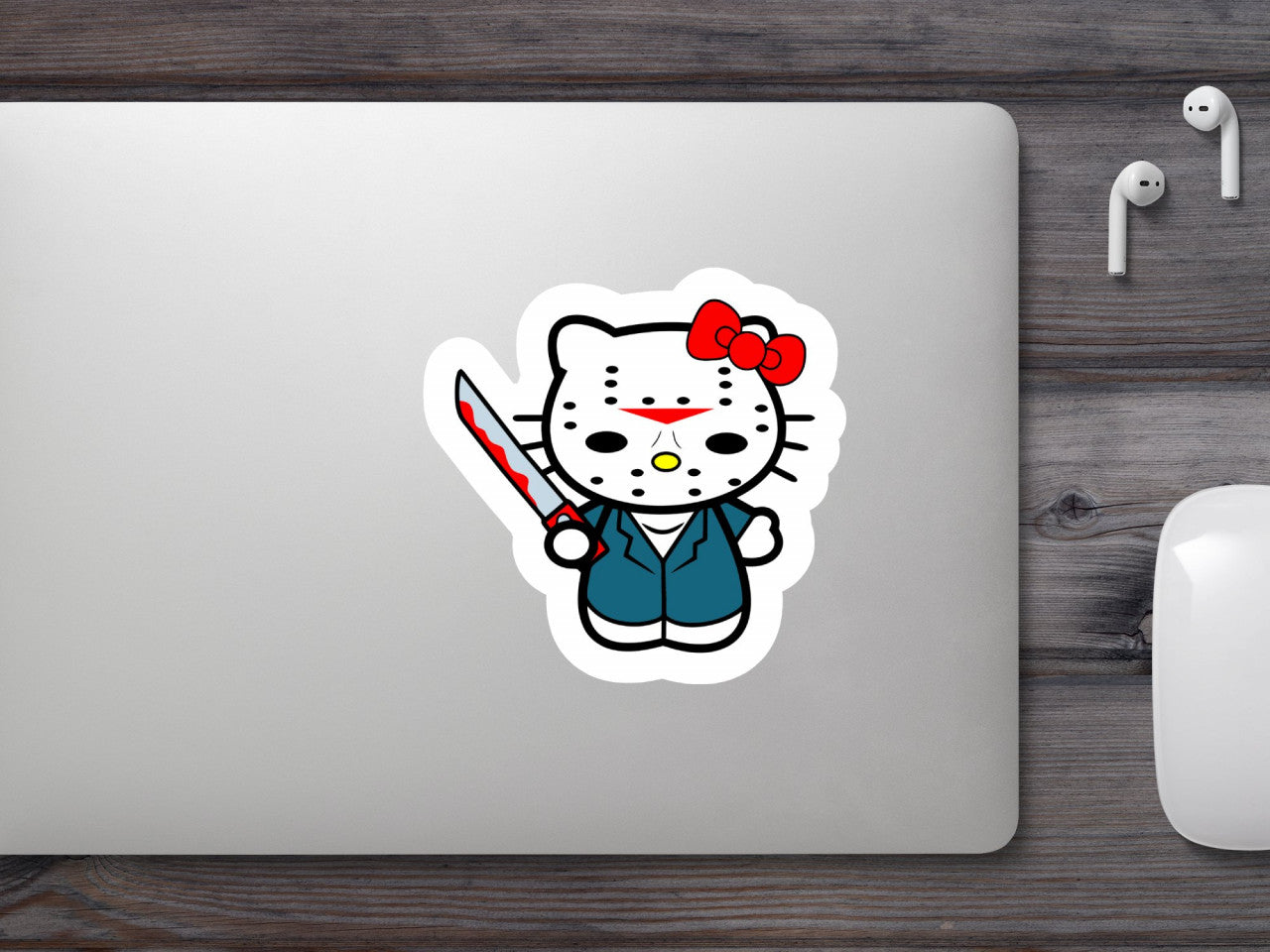 Set 4 bucati, Sticker decorativ, Hello Kitty macelar, Rezistent la apa, NO9640, 10 cm, Multicolor