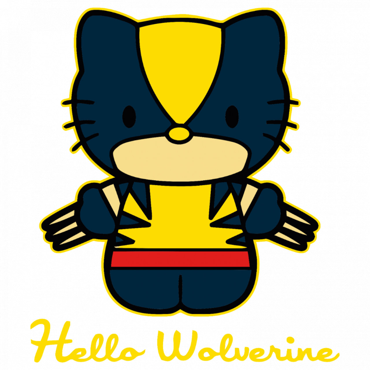 Set 4 bucati, Sticker decorativ, Hello Kitty Wolverine, Rezistent la apa, NO9652, 10 cm, Multicolor